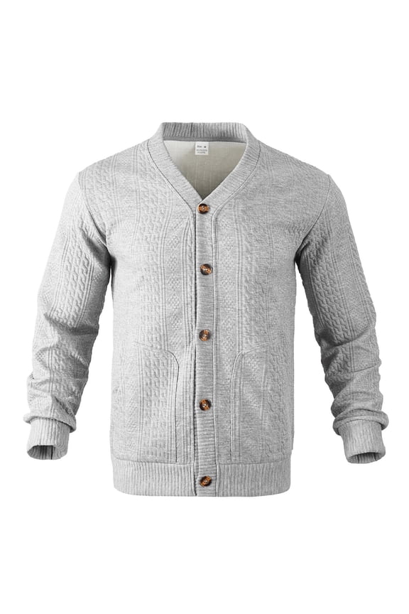 Men's Sweaters Solid Color Jacquard Button Up Cardigan Casual Knit V Neck Business Comfortable Warm Jacket Top
