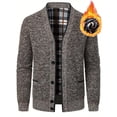 thumbnail image 1 of Men's Sweaters V Neck Cardigan Knitted Long Sleeve Button Up Jacket Vintage Fall Winter Sweaters Coffee 4XL, 1 of 5