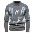 thumbnail image 1 of Men's Sweaters Winter Fashion Solid Color Printed Casual Crewneck Pullover, 1 of 7