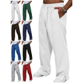 thumbnail image 1 of Men's Sweatpant Relaxed Wide Leg Open Hem Bottom Pants Elastic Waist Workout Pant with Pockets for Gym Running, 1 of 7