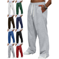 thumbnail image 1 of Men's Sweatpant Relaxed Wide Leg Open Hem Bottom Pants Elastic Waist Workout Pant with Pockets for Gym Running, 1 of 7
