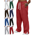 thumbnail image 1 of Men's Sweatpant Relaxed Wide Leg Open Hem Bottom Pants Elastic Waist Workout Pant with Pockets for Gym Running, 1 of 7