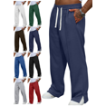 thumbnail image 1 of Men's Sweatpant Relaxed Wide Leg Open Hem Bottom Pants Elastic Waist Workout Pant with Pockets for Gym Running, 1 of 7
