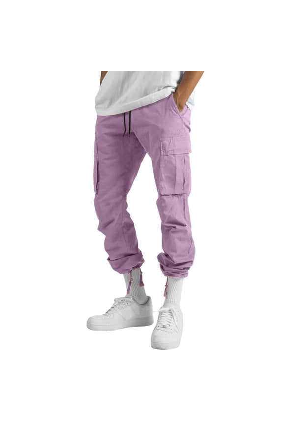 Men's Sweatpants Athletic 2Xl Men's Corduroy Pants Casual Cargo Pants Elastic Drawstring Waist Sweatpants with Multi Pockets Golf Pants Men Stretch Relaxed Fit