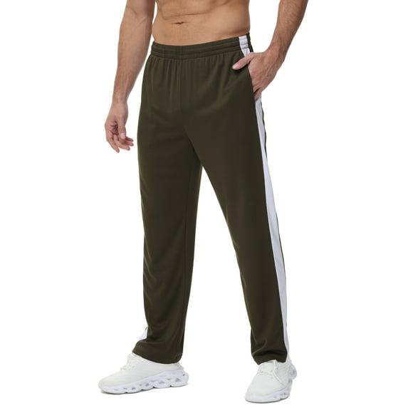 Men's Sweatpants Athletic Lounge Pants Open Bottom Casual Jersey Pants for Men with Pocket Army XL