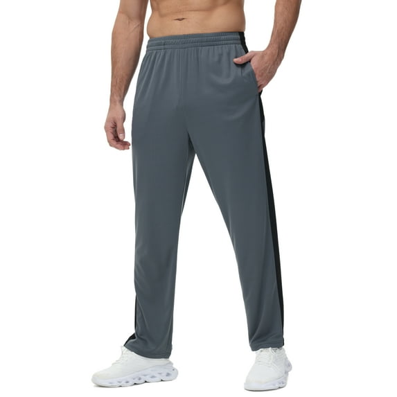 Men's Sweatpants Athletic Lounge Pants Open Bottom Casual Jersey Pants for Men with Pocket Gray L