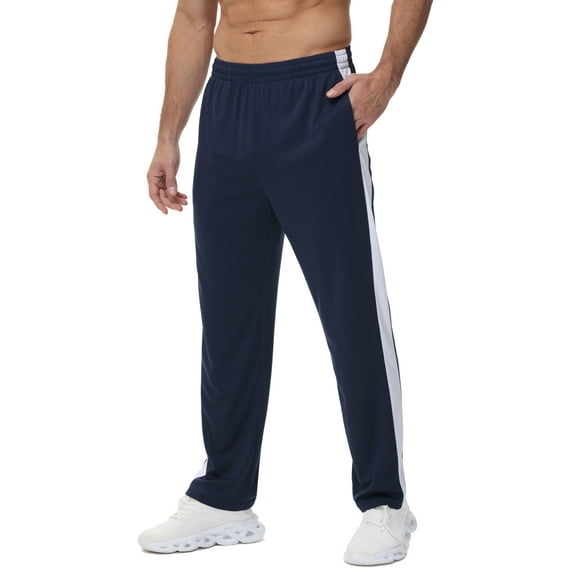 Men's Sweatpants Athletic Lounge Pants Open Bottom Casual Jersey Pants for Men with Pocket Navy S