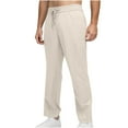 thumbnail image 1 of Men's Sweatpants Athletic Lounge Solid Color Elastic Waist Cropped Pants with Pockets Plus Size Trousers Khaki M, 1 of 7