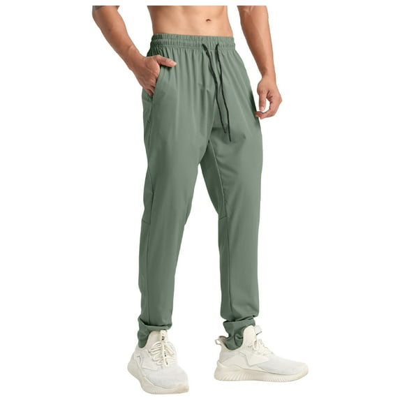 Men's Sweatpants Athletic Lounge Solid Color Elastic Waist Pants with Pockets Plus Size Trousers Army Green M-4XL