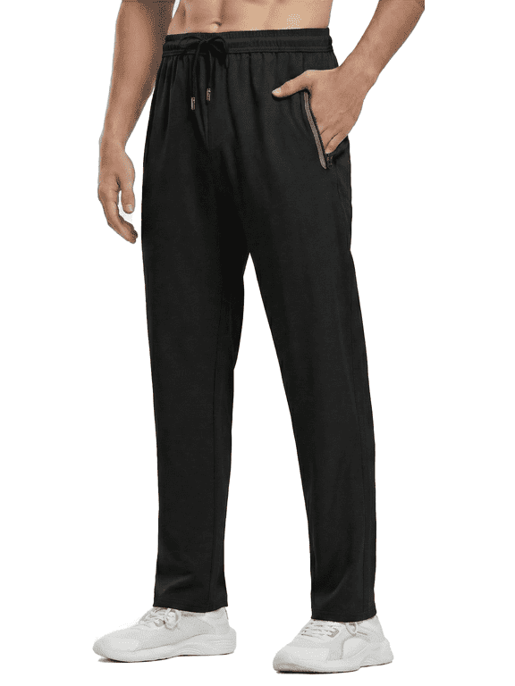 Men's Sweatpants Athletic Pants with Zipper Pockets Lightweight Hiking Exercise Pants Running Workout Sports Jogger Pants