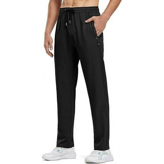 Men's Sweatpants Athletic Pants with Zipper Pockets Lightweight Hiking Exercise Pants Running Workout Sports Jogger Pants