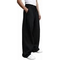 thumbnail image 1 of Men's Sweatpants Baggy Heavyweight Wide Leg Drawstring Sweat Pants Casual Lounge Mens Joggers with Pockets Slacks,Black,XL, 1 of 13