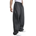 thumbnail image 1 of Men's Sweatpants Baggy Heavyweight Wide Leg Drawstring Sweat Pants Casual Lounge Mens Joggers with Pockets Slacks,Dark Grey,2XL, 1 of 13