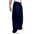 thumbnail image 1 of Men's Sweatpants Baggy Heavyweight Wide Leg Drawstring Sweat Pants Casual Lounge Mens Joggers with Pockets Slacks,Navy Blue,S, 1 of 13