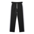 thumbnail image 1 of Men's Sweatpants Baggy Wide Leg Open Bottom Casual Lightweight Jacquard Textured Track Pants Workout Side Stripes Gym Joggers with Drawstring Size 3XL Black, 1 of 9