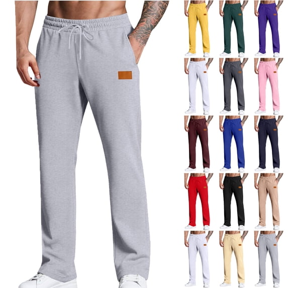 Men's Sweatpants Basketball Pants Solid Color Elastic Waist Long Pants Trousers Elastic Trousers Baseball Pants Workout,Jogging,Running Sweat Pants for Men