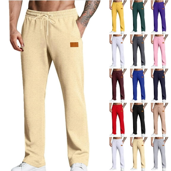 Men's Sweatpants Basketball Pants Solid Color Elastic Waist Long Pants Trousers Elastic Trousers Baseball Pants Workout,Jogging,Running Sweat Pants for Men