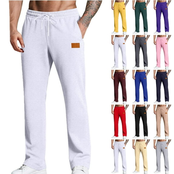 Men's Sweatpants Basketball Pants Solid Color Elastic Waist Long Pants Trousers Elastic Trousers Baseball Pants Workout,Jogging,Running Sweat Pants for Men