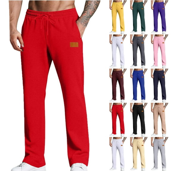 Men's Sweatpants Basketball Pants Solid Color Elastic Waist Long Pants Trousers Elastic Trousers Baseball Pants Workout,Jogging,Running Sweat Pants for Men