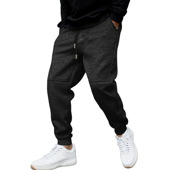 Men's Sweatpants Casual Cotton Tapered Joggers Athletic Sweat Pants for Men Workout Running with Pockets, Black, Size XXXL