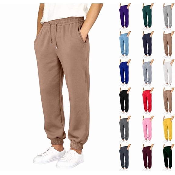 Men's Sweatpants Casual Loose Fit Joggers Elastic Waist Lightweight Tapered Cargo Pants with Pockets,Camel XXL