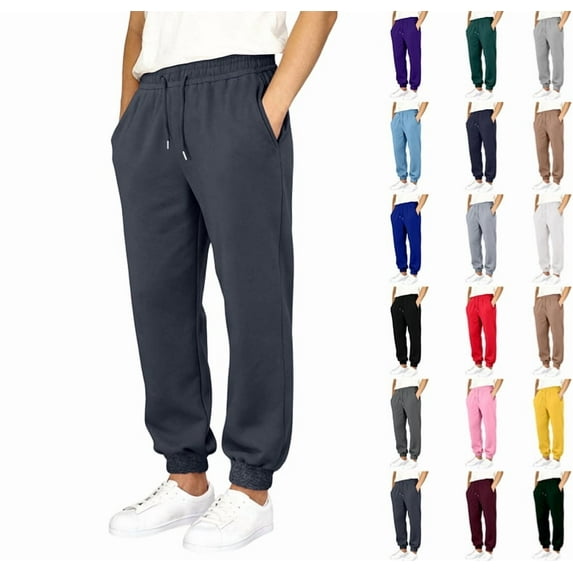 Men's Sweatpants Casual Loose Fit Joggers Elastic Waist Lightweight Tapered Cargo Pants with Pockets,Navy S