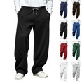 thumbnail image 1 of Men's Sweatpants Dqueduo Men's Solid Color Relaxed Fit Wide Leg Drawstring Pockets Sweatpants, S-XXXL Black L, 1 of 10