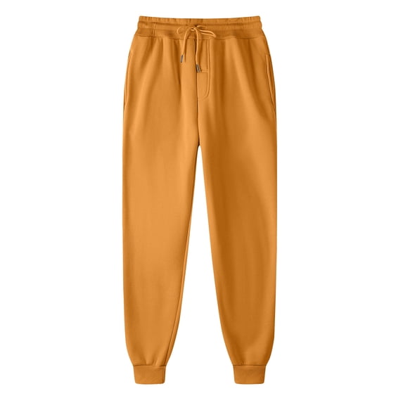 Men's Sweatpants Drawstring Elastic Waist Solid Cuffed Joggers with Pockets Orange S