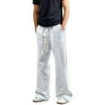 thumbnail image 1 of Men's Sweatpants, Drawstring Waist Straight Wide Leg Baggy Pants for Workout and Athletic Use, with Pocket for Casual and Sports Wear,Light Gray,XL, 1 of 5
