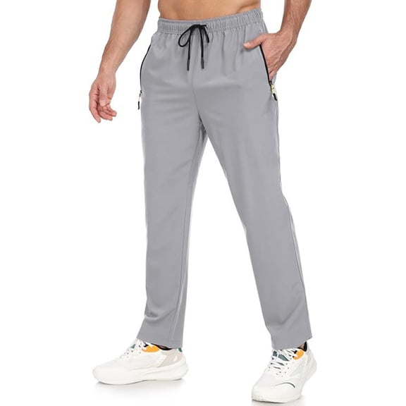 Men's Sweatpants Elastic Waist Hiking Pants Water Resistant Quick-Dry Lightweight Outdoor Cargo Pants with Zipper Pockets