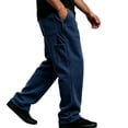 thumbnail image 1 of Men's Sweatpants Elastic Waist Side Hand Pockets Multi Side Patch Pockets Loose Wide‑Leg Straight‑Hem Soft Trousers for Casual Outdoor‑Focused Daily Activities Blue L, 1 of 7