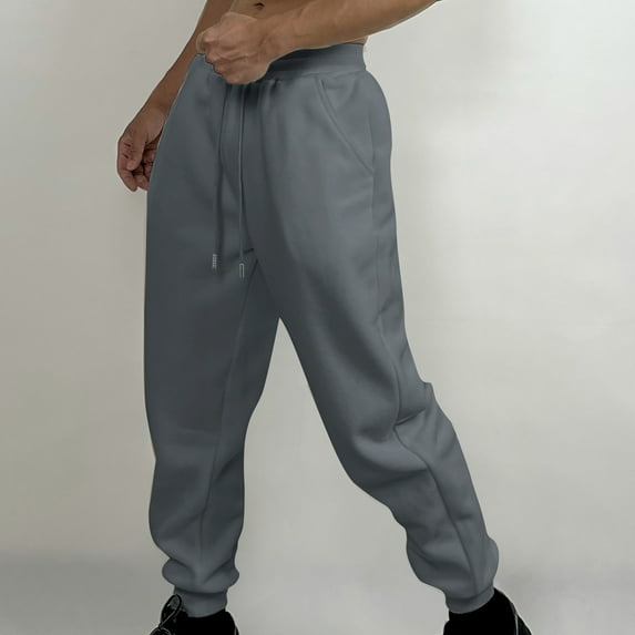 Men's Sweatpants Fashion Drawstring Elastic Waist Sport Trousers Loose Solid Color Casual Length Sweat Pants With Pockets