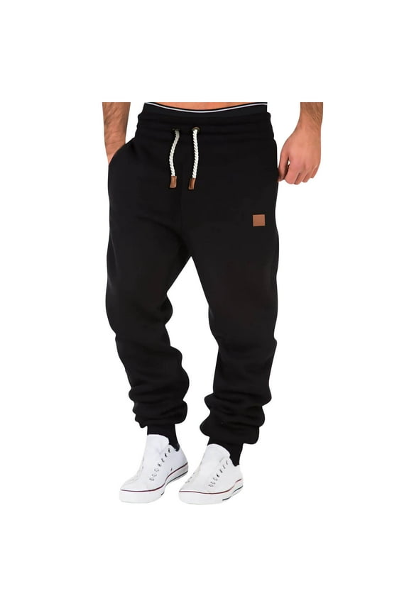 Men's Sweatpants Heavyweight Cotton Tapered Joggers Workout Running Sweat Pants with Pockets Black 2XL