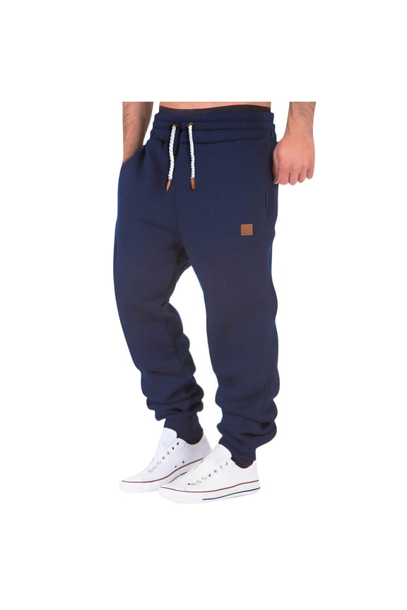 Men's Sweatpants Heavyweight Cotton Tapered Joggers Workout Running Sweat Pants with Pockets Navy S