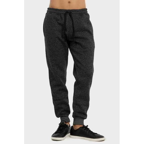 Men's Sweatpants Jogger w/ Pockets and Drawstring Casual Active Fleece Taper Slim Fit, Black (Large)