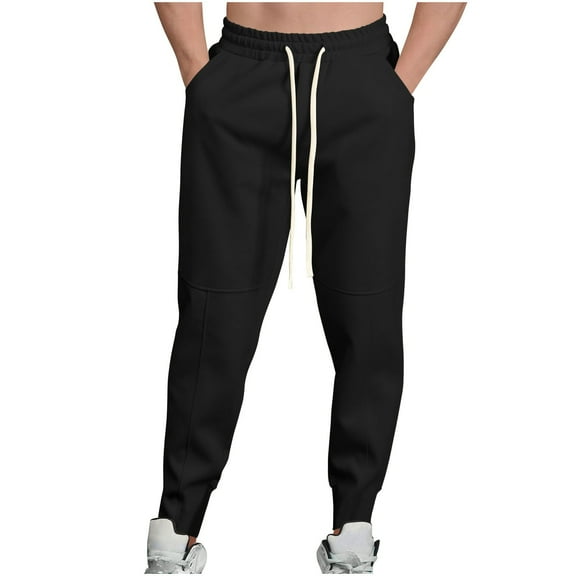 ZQUUVOU Men's Sweatpants Loose Athleisure Elastic Waistband Black
