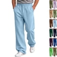thumbnail image 1 of Men's Sweatpants Loose Fit Joggers Pockets Drawstring Heavyweight Fleece Lounge Athletic Pants for Men Light Blue XXL, 1 of 6