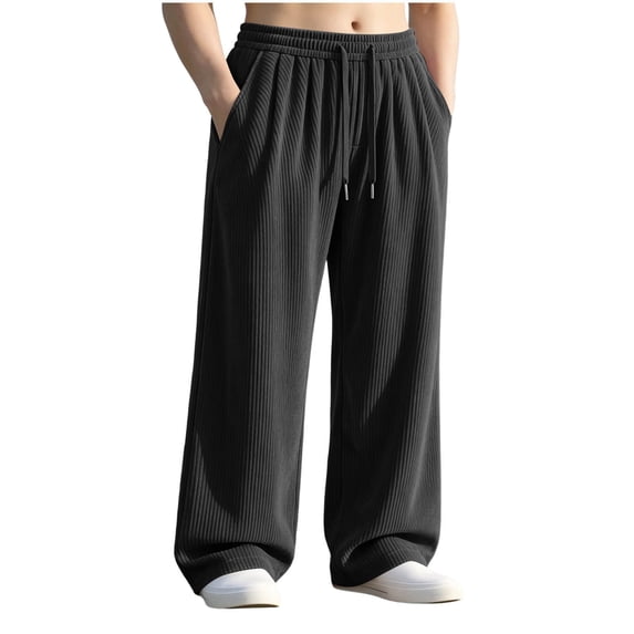 Men's Sweatpants Loose Striped Straight Leg Sweatpants For Men Elastic Waisted Wide Leg Pants Men's Drawstring waist Pants