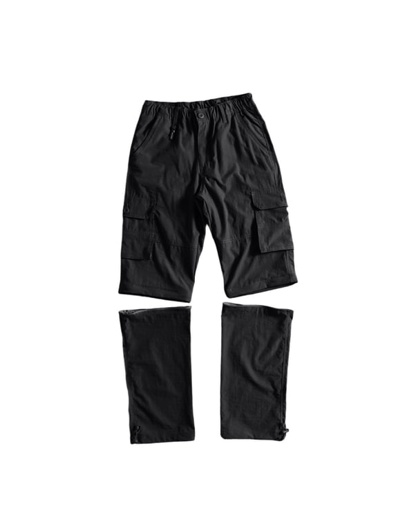Men's Sweatpants, Men's Convertible Zip Off Hiking Pants, Breathable Loose Solid Outdoor Detachable Cargo Trousers