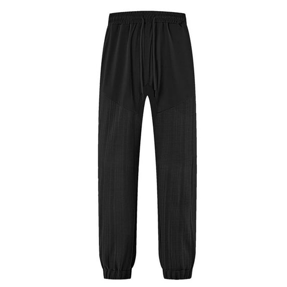 Men's Sweatpants, Men's Fitness Cargo Pants Pockets Outdoor Trousers Elastic Waist Comfort Athletic Pants Solid Drawstring Trousers