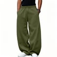 thumbnail image 1 of Men's Sweatpants Men's Solid Color Pocket Bandage Elastic Waist Casual And Fashionable Full Length Pants Men's Drawstring waist Pants, 1 of 6