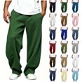 thumbnail image 1 of Men's Sweatpants Open Bottom Running Athletic Comfy Solid Color Loose Drawstring Pants with Pockets Outfit Travel, 1 of 7