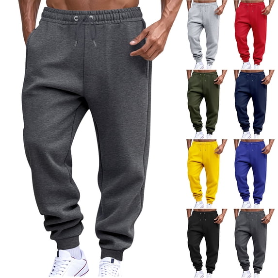 Men's Sweatpants Pants with Plus Size Casual Fashion Breathable Exercise Draw Rope Waist Pocket Elasticity Bind The Feet Pants Athletic Pants for Workout, Jogging, Running Dark Gray M