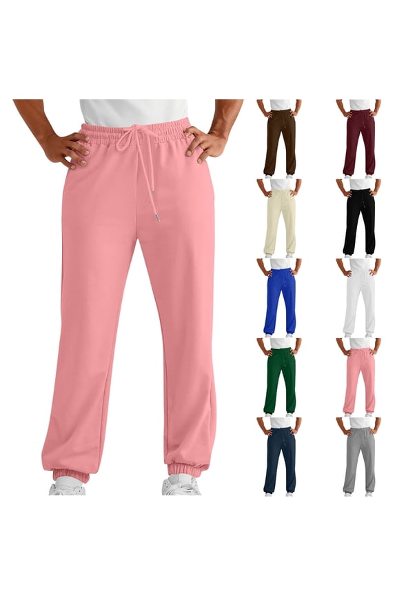 Men's Sweatpants Pants with Plus Size Deep Pockets 7/8 Stretch Ankle Sweatpants for Golf, Athletic, Lounge, Travel, Work Pink L