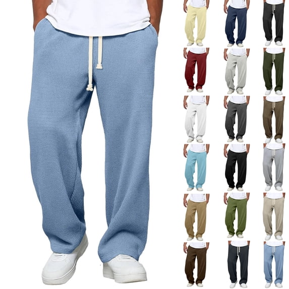 Men's Sweatpants Pants with Plus Size Fashion Casual Comfy Solid Color Loose Summer Drawstring Pockets Pants for Golf, Athletic,Travel, Work