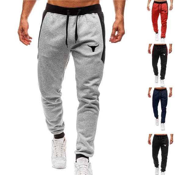 Men's Sweatpants Plus Size Men's Fitness Pants Men's Side Color Blocked Casual Pants Sports Leg Tied Pants Men's Pants Red L