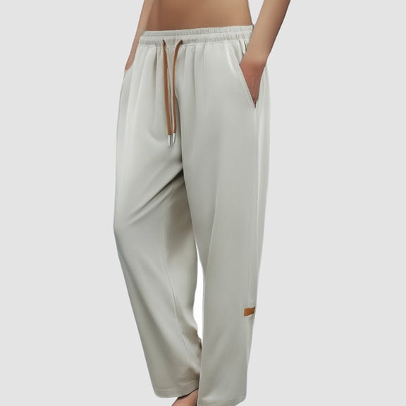 Men's Sweatpants Solid Elastic Waist Joggers Pants With Drawstring Summer Running Trousers With Pocket White XXXL