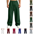 thumbnail image 1 of Men's Sweatpants Stylish Casual Wide Leg Elastic Waist Drawstring Jogging Pants Relaxed Fit Comfy Lightweight Lounge Travel Sweat Pants Dark Green L, 1 of 8