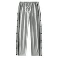 thumbnail image 1 of Men's Sweatpants Tear Away Basketball Pants High Split Snap Button Loose Pants Jogger Workout Trousers with Pockets Baggy Sweatpants Men Wide Leg, 1 of 8