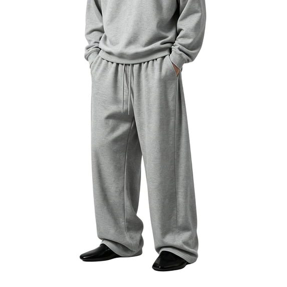 Men's Sweatpants Wide Leg Lounge Sweat Pants with Pockets Drawstring Waist Jogging Pants Open Bottom Loose Casual Athletic Pants